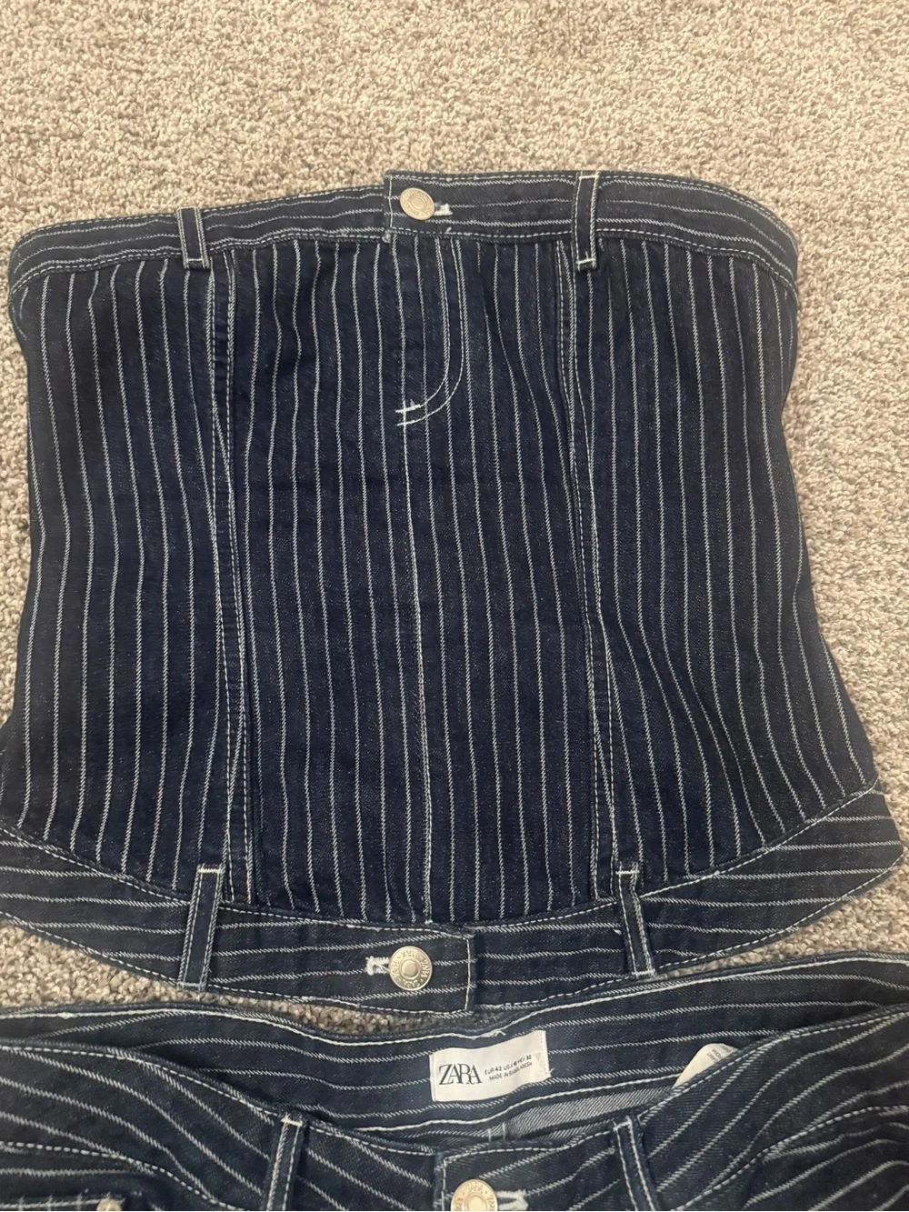 Zara Dark Denim Striped Set